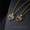 Presentes para mamãe Gold Heart Shape Copper com REAL 18K Gold Crystal Name Jóia Colar Mom